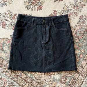 Zara Black Snake Denim Skirt